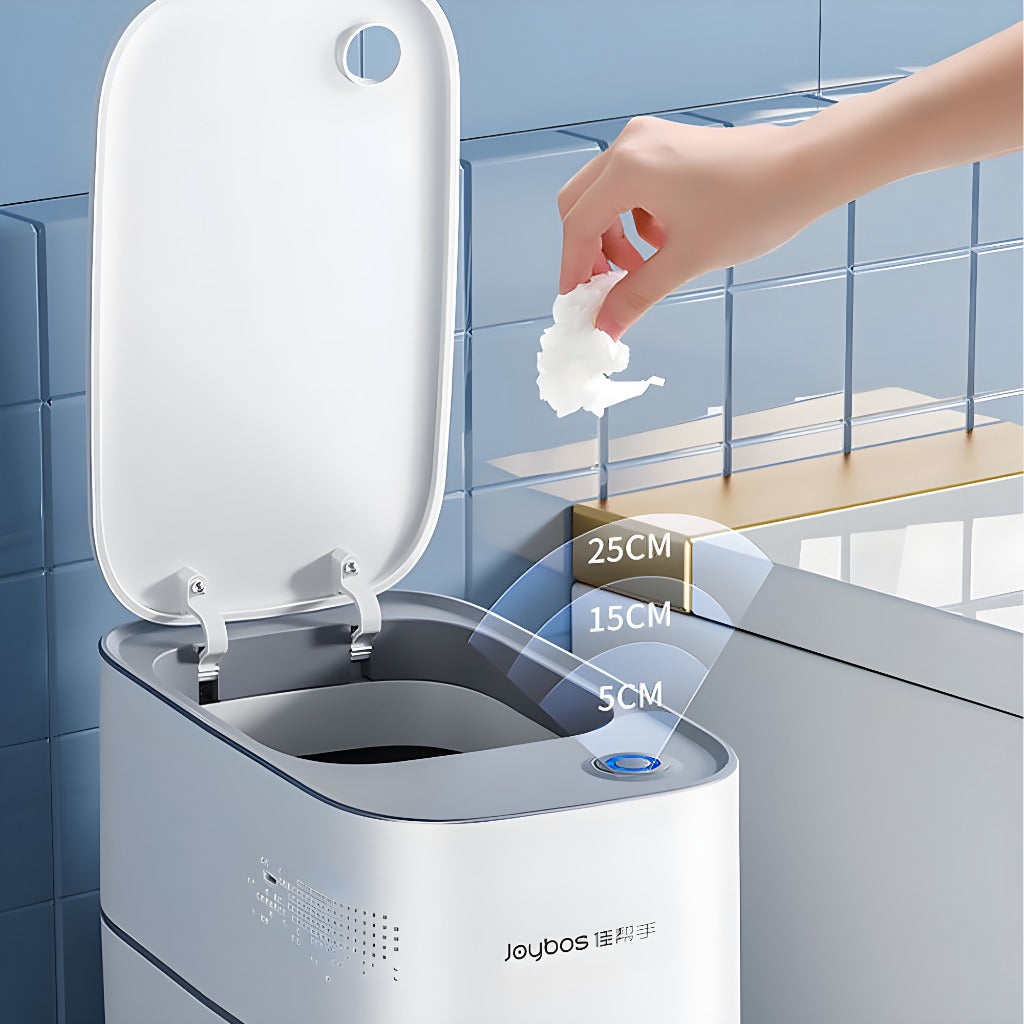Hands-Free Motion Sensor Trash Can with Lid – Slim Space-Saving Design