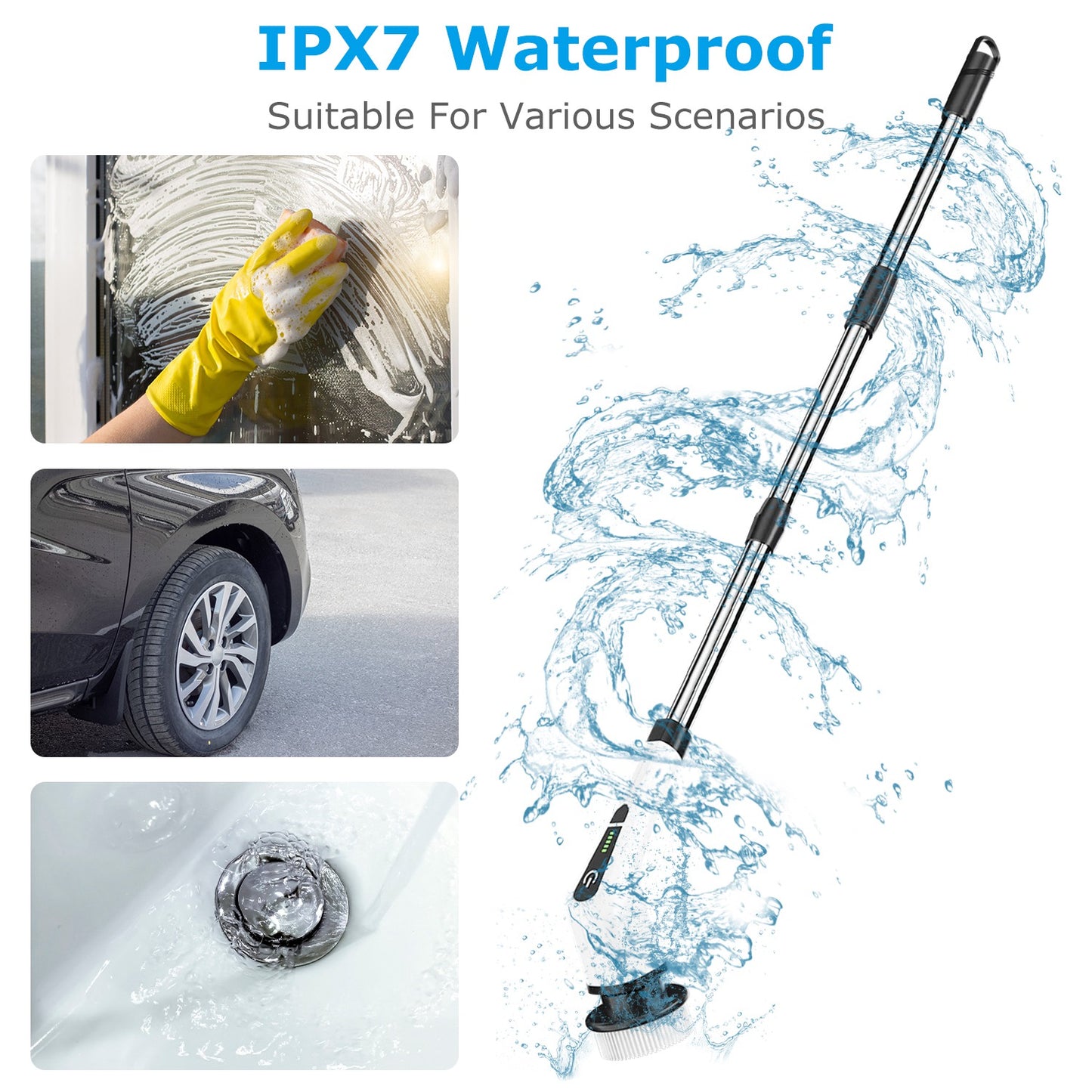 Electric Spin Scrubber with Multi-Brush Heads