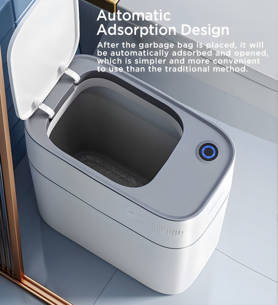 Hands-Free Motion Sensor Trash Can with Lid – Slim Space-Saving Design