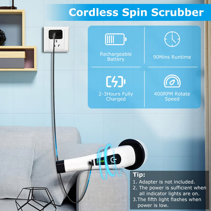 Electric Spin Scrubber with Multi-Brush Heads
