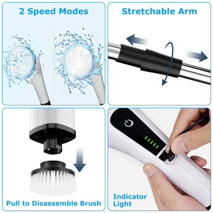 Electric Spin Scrubber with Multi-Brush Heads